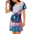 thumbnail image 2 of Daiia Vintage Camera Splash Art Print Women's Nightshirt Soft Nightgowns for Women Short Sleeve dress Short-sleeved Sleepwear, 2 of 6