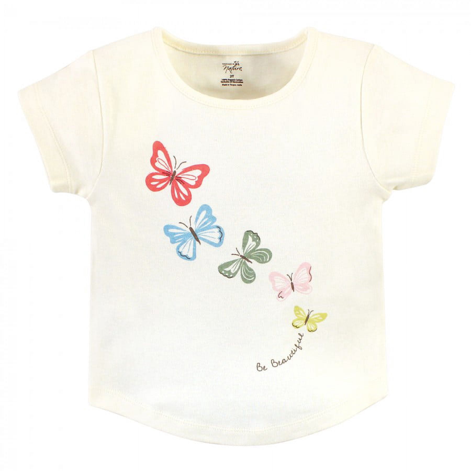 Touched by Nature Baby and Toddler Girl Organic Cotton Hoodie, Bodysuit or Tee Top, and Pant, Butterflies Toddler, 4 Toddler