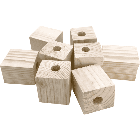 3001 Block Type 2 Natural Drilled Block for Bird Toy Making by Impeckable Bird Toys Compact Wooden Chewable Parts for DIY Enrichment Spruce Pine Fir Cage Refill Blocks USA Made