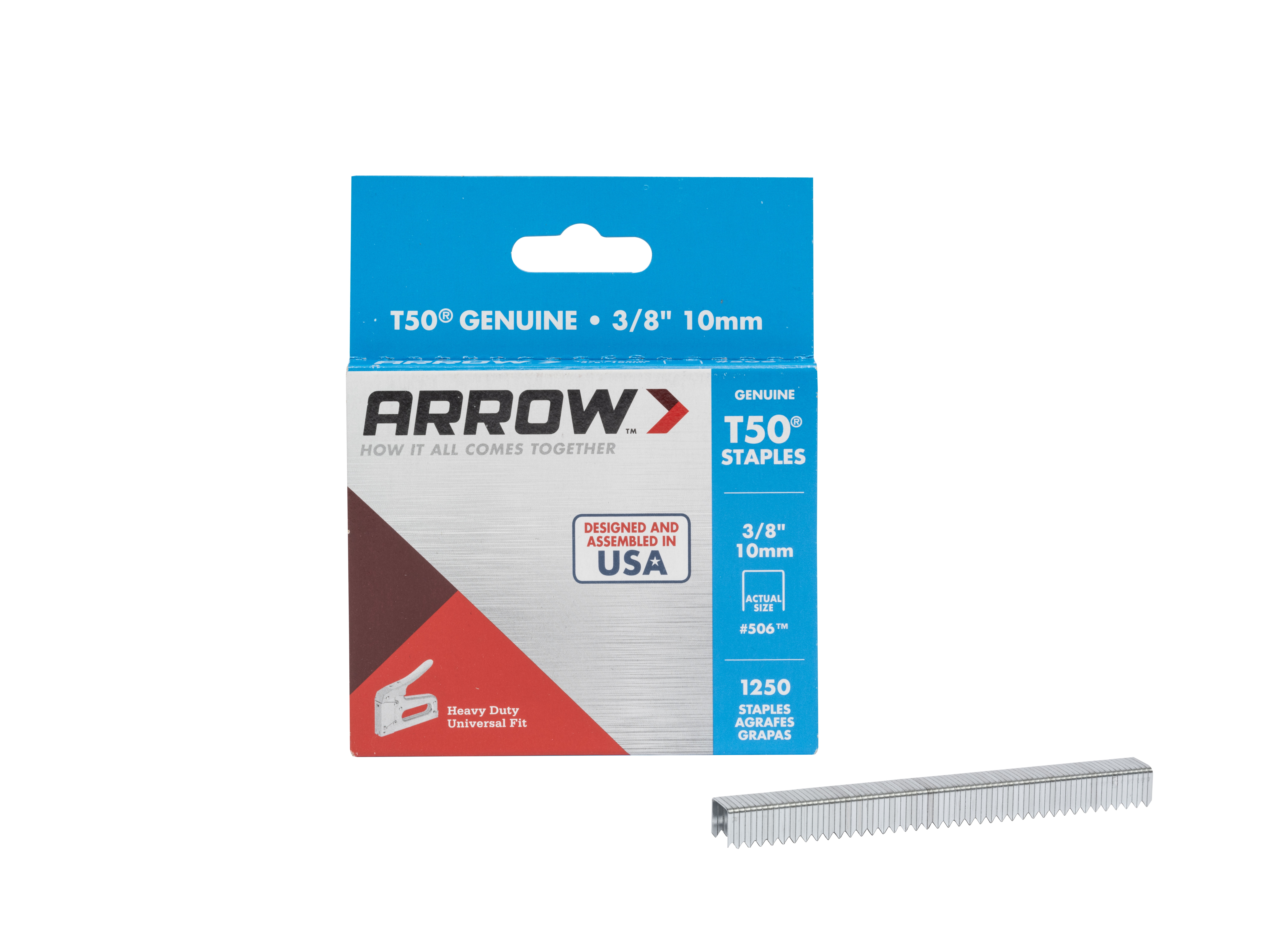 3/8" Box Of 1250 T50 Staples Arrow 10mm 38in 