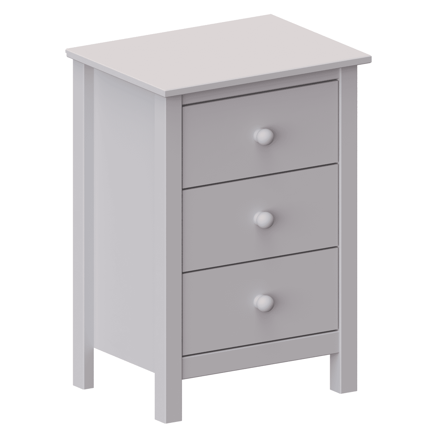 From the Tree Furniture Dorm Room Nightstand with Three Storage Drawers, Solid Pine Wood, Grey