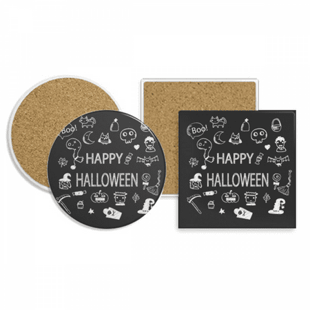 

happy fear halloween coaster cup mug holder absorbent stone cork base set