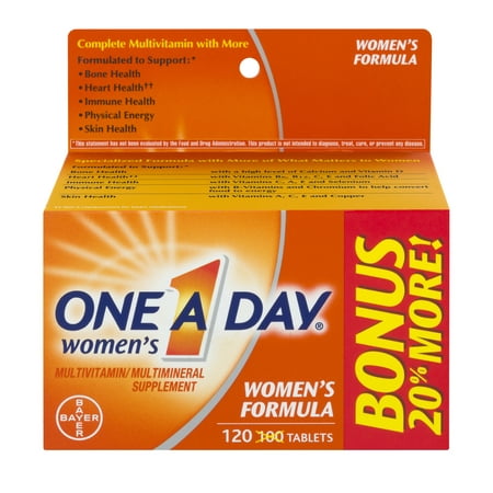 One A Day Women’s Multivitamin Supplements Tablets, 120 Count, Bonus