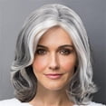 thumbnail image 2 of Christmas Clearance Wigs Human Hair A Woman'S Short Hair Has A Silver Gray Synthetic Top Middle Wig With Grey Edges, 2 of 6