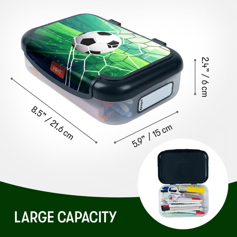 Recycled Plastic Pencil Box, Soccer Theme, Large Capacity photo 4