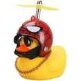 thumbnail image 1 of Adornos de coche de juguete de pato de goma, decoraciones de salpicadero de coche de pato amarillo, gafas geniales de pato con casco de hélice Spiderman Sailing Electrónica, 1 of 4