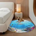 thumbnail image 3 of Area Rug 36in, Summer Blue Ocean Colorful Coral Floor Carpet Living Room Rug, Seaside Animal Turtle Shark Non-Slip Welcome Mat Indoor Rugs for Bedroom Dining Room, 3 of 9