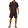 thumbnail image 2 of INSPIRE CHIC Summer Printed Shirts Set for Men's Short Sleeves Color Block Hawaiian Outfit M Black, 2 of 4