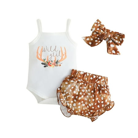 

HIBRO Girls Sleeveless Cartoon Prints Romper Bodysuit Tops And Shorts 2PCS Outfits Clothes Set Baby Girl Long Romper Girls Soccer Outfits Set
