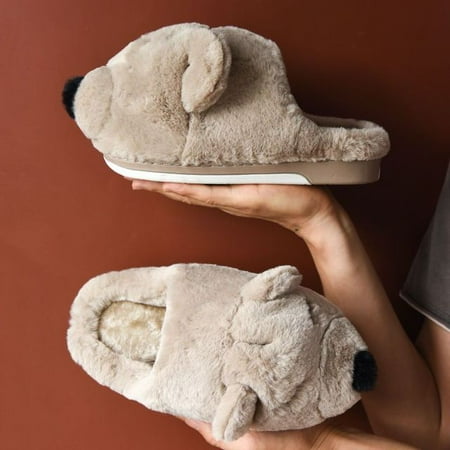 

QWZNDZGR Sleeping Polar Bear Slippers Closed Back Women s Soft Cozy Slip-On Plush Home Shoes Girls Warm Cute Bear Slide Slippers 2022