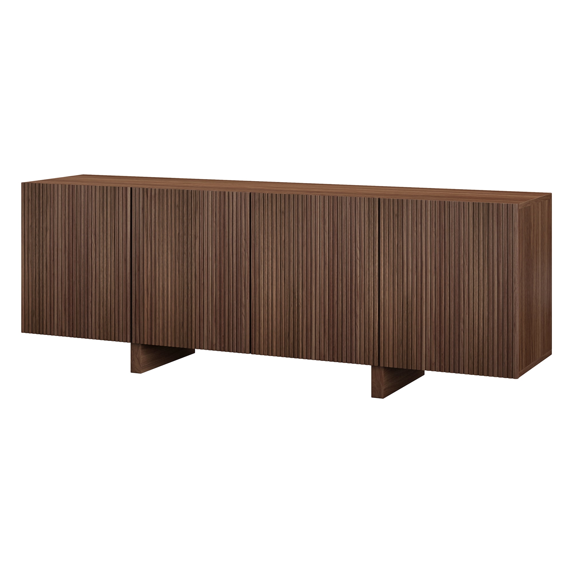 Evelyn&Zoe Harold Rectangular Fluted TV Stand for TV's up to 75" in Satin Walnut