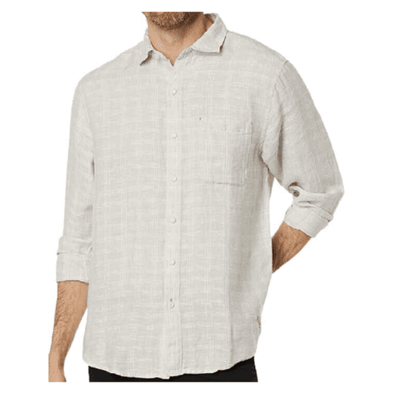 $128 Tommy Bahama Men's, Ventana Plaid Linen Camp Shirt, Rose Ash, S
