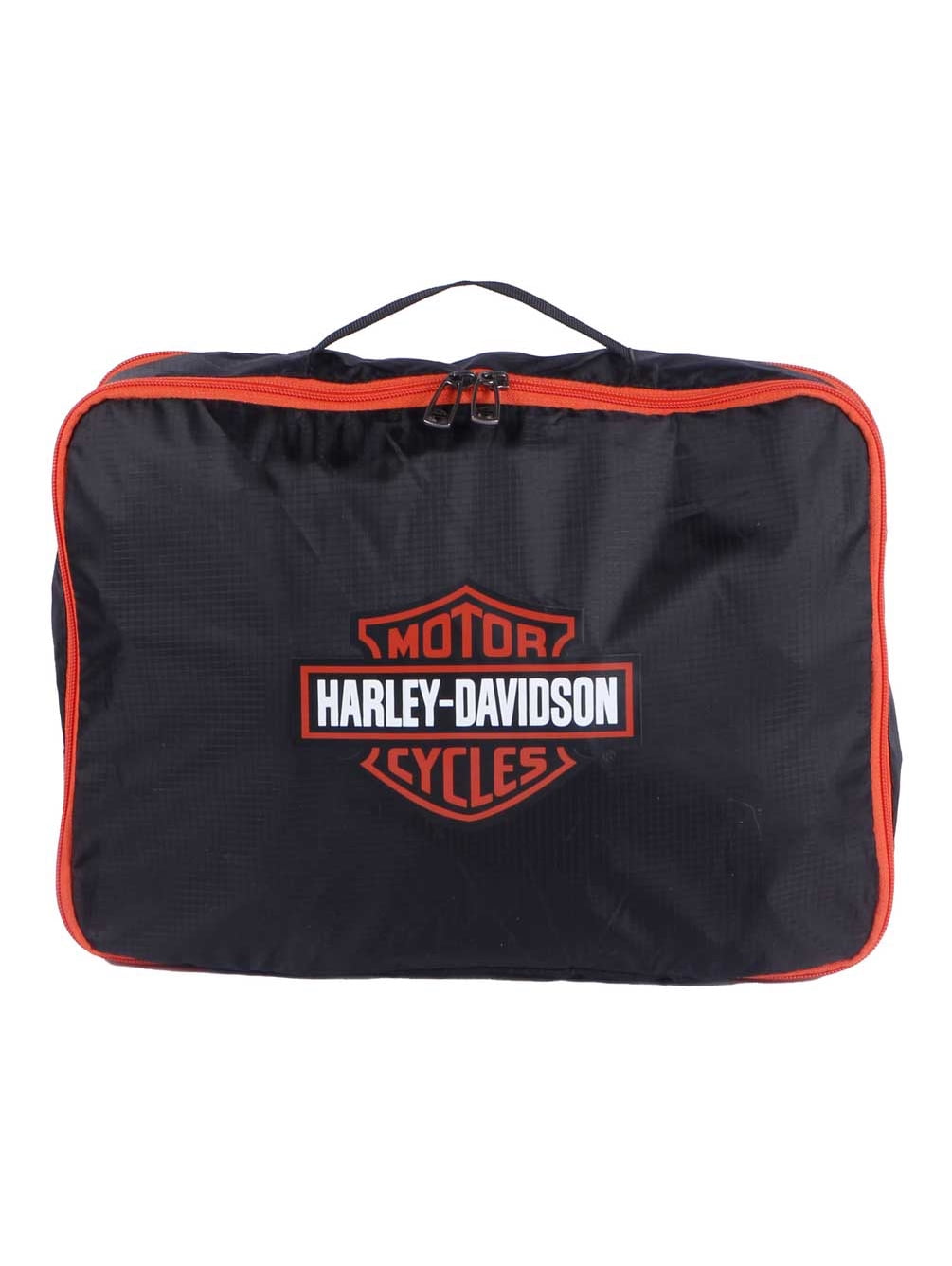 Harley-Davidson 3PC Expandable Packing Cube Set, Bar & Shield Logo- Black/Orange, Harley Davidson