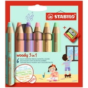 STABILO woody 3 in 1, Set, 6-Color Pastel Set with Sharpener