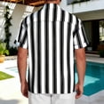 thumbnail image 5 of YUGYXL Men's Knit Shirts Short Sleeve Button Down Shirt Striped Casual Summer Beach Shirts Black XL, 5 of 6