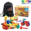 Engineering Construction Toy Set | 62 PC Gear and Building Block Set That Promotes STEM Learning, Educational Toys for Kids Ages 3, 4, 5+