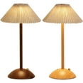 thumbnail image 2 of QUTETN Cordless Table Lamp Wood Base Desk Reading Lamp Fabric Shade Bedside Table Lamp Rechargeable for Restaurant Bedroom Coffee Shop, 2 of 6