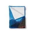 thumbnail image 2 of Nature Soft Flannel Fleece Blanket, Japan Sunny Autumn Fall Plants Landscape with Trees Mountains and Ocean Panorama, Cozy Plush for Indoor and Outdoor Use, 60" x 80", Blue and Red, by Ambesonne, 2 of 6