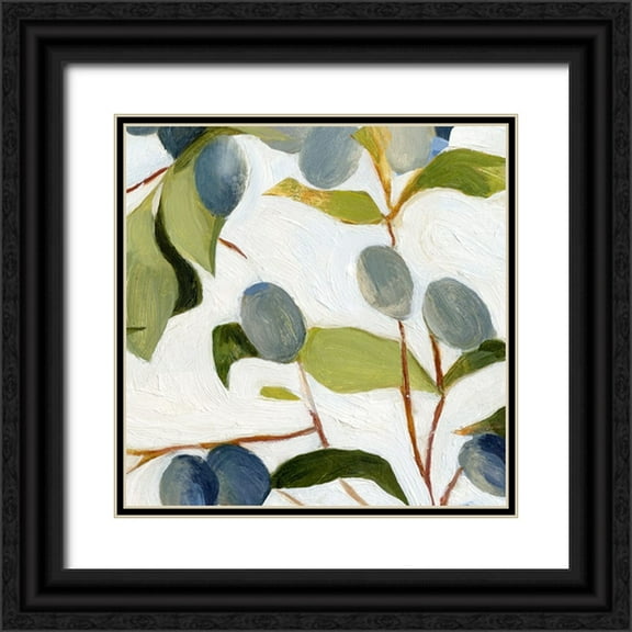 Caroline, Emma 12x12 Black Ornate Wood Framed with Double Matting Museum Art Print Titled - Olives on the Branch I