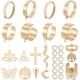 thumbnail image 1 of 1 caja de 8 juegos de 36 anillos con dijes colgantes dorados de moda, anillos ajustables con diseño de mariposa y flores gruesas., 1 of 6