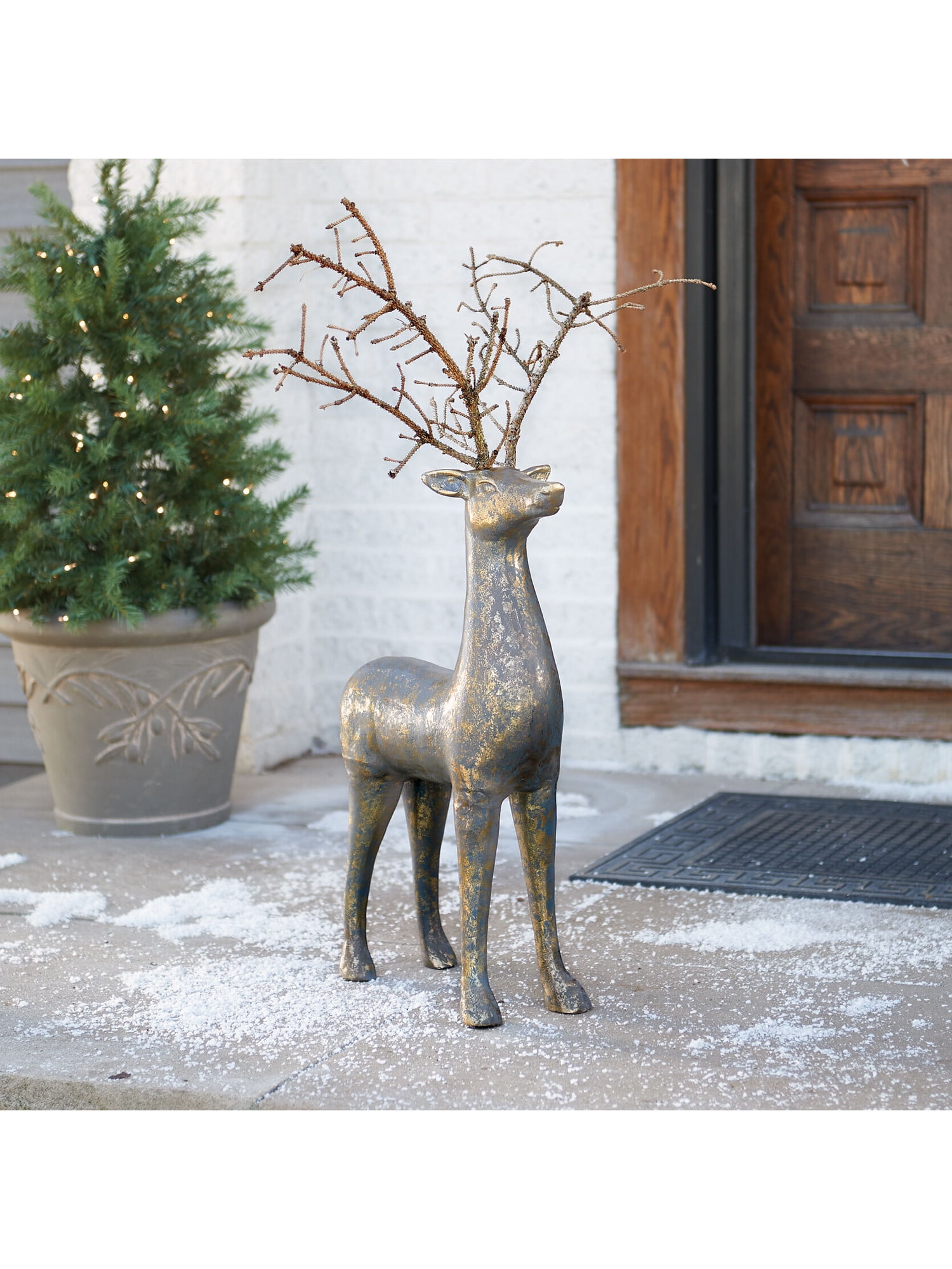 Art & Artifact Rustic Deer Sculpture Indoor Outdoor Holiday Decor