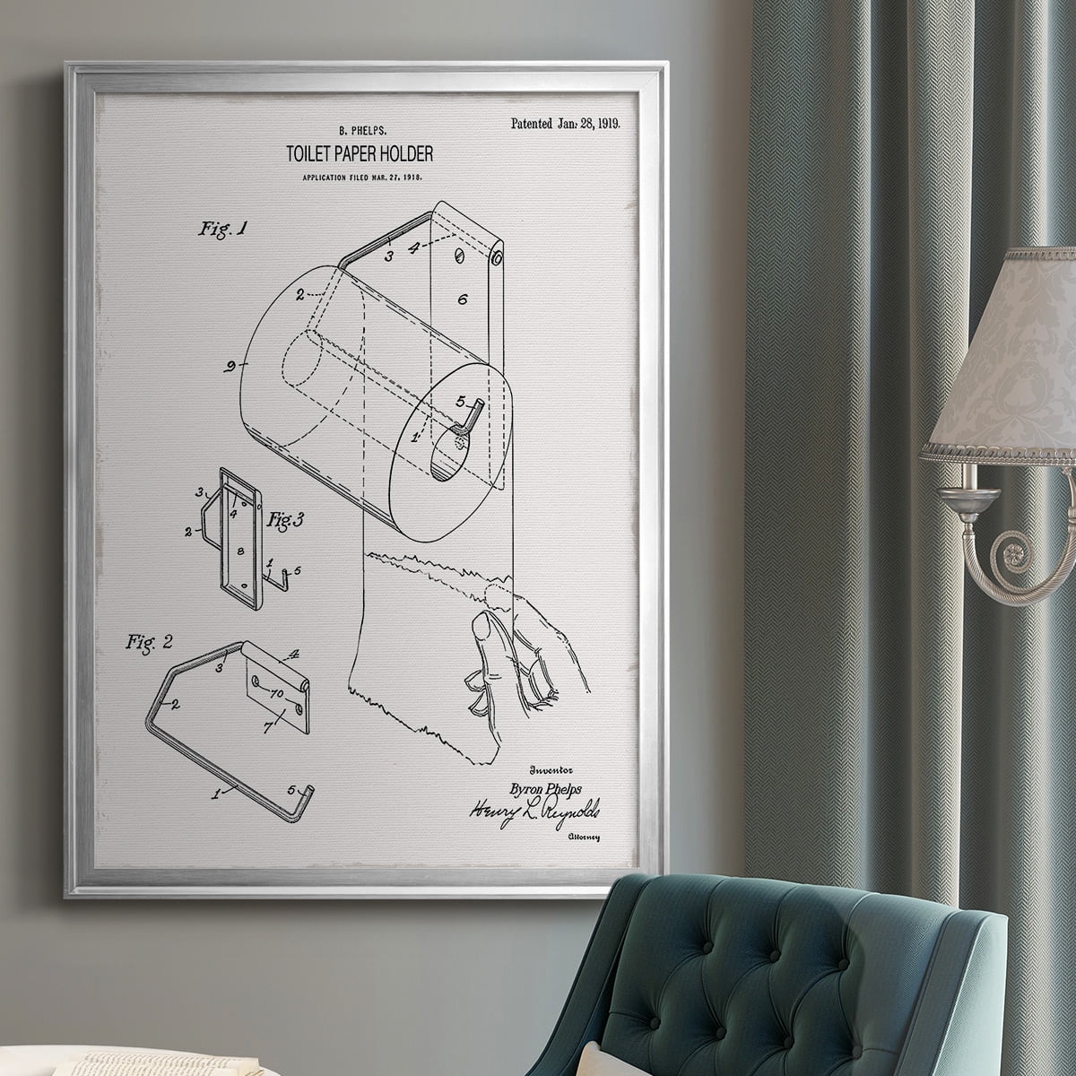 Toilet Paper Patent II Premium Classic Framed Print - Ready to Hang