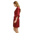 thumbnail image 3 of Defitshape Women's Satin Kimono Bath Robe Billowy Bathrobe Short Sleeve Bell Bridesmaid Half Sleeved Engagement Elegant Red X-Small, 3 of 5