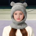 thumbnail image 2 of CPNG Girls 2 Pcs Winter Cute Bear Pom Plush Balaclava Hat Face Mask Fleece Lined Windproof Ski Mask Neck Warmer Scarf Helmet Hood Bear Ears Cap, 2 of 9