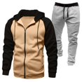 thumbnail image 3 of Letdown Men's Tracksuits 2 Piece Outfits Full Zip Sweatsuit Workout Solid Jacquard Jogging Suit Set Workout Sports Set Sportswear (Khaki, S), 3 of 3