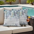 thumbnail image 4 of Blue Eucalyptus Leaves Outdoor Waterproof Pillow Covers, Summer Botanical Wooden Weeping Decorative Square Throw Pillowcase Sofa Cushion Sham for Patio/Couch/Chair, 26"x26" 2 Pack, 4 of 8