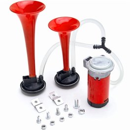 Super Haut-parleur 125 DB, Klaxon à Air Musical à 3 Trompettes, Aspect Rouge Vif, Son Clair La Cucaracha, Large compatibilité pour Camion, Train, Bateau, voiture Super Haut-parleur 125 DB, Klaxon à Air Musical à 3 Trompettes, Aspect Rouge Vif, Son Clair La Cucaracha, Large compatibilité pour Camion, Train, Bateau, voiture