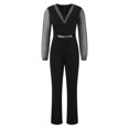 thumbnail image 6 of LEKDFST Elegant Sequin Jumpsuits for Women Dressy Formal Evening Party Wedding Guest Mesh Shiny V Neck Long Sleeve Rompers for Women Black L, 6 of 8