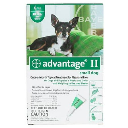 Advantage II Flea And Lice Topical Treatment For Dogs 10 lbs and Under, 4ct