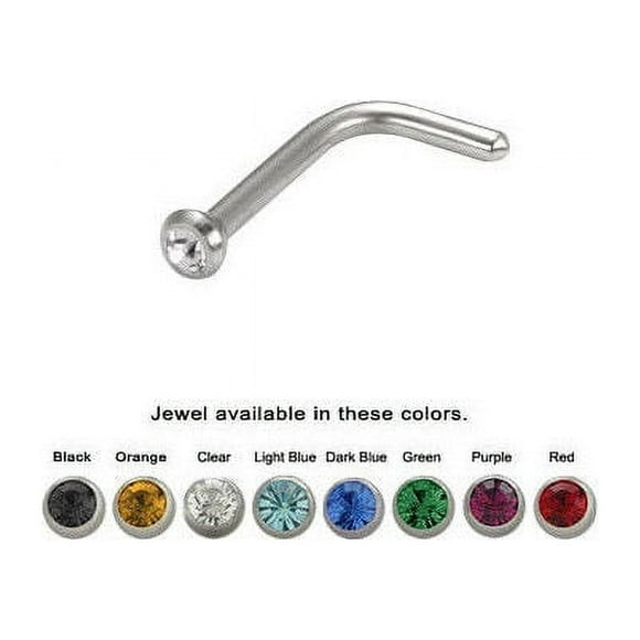 BodyJewelryOnline Anneau de Nez en L en Forme de Courbe Serti Clos CZ Bijou Acier Chirurgical Bijou de Corps 18g Choisir la Couleur