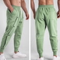 thumbnail image 4 of FDGIU Trousers Plus Velvet Men Solid Color Fashion Thickening Waistband Casual Buttons Bottoms Sports Pants Heavyweight Fleece Cargo Pants, 4 of 5