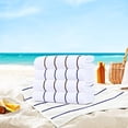 thumbnail image 7 of Ample Decor 100% Cotton Set of 4 Beach Towel Large Cabana Striped - Brown & Navy - 30 x 68 inch, 7 of 7