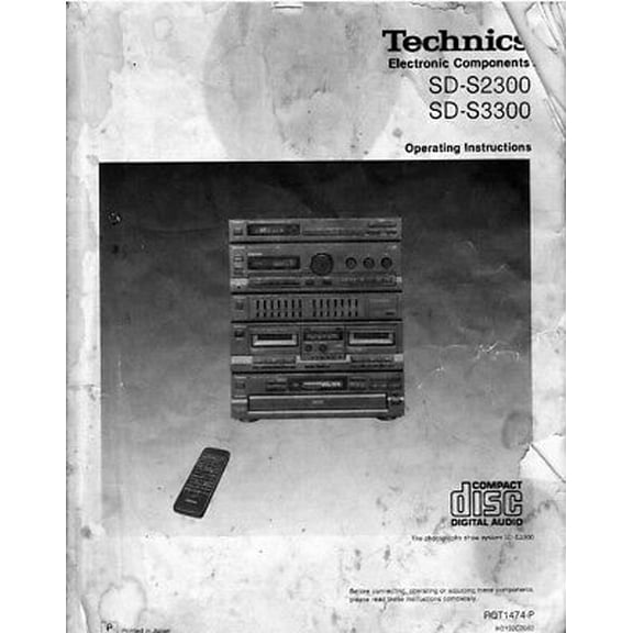 Technics SD-S2300 ST-K50 SU-G91 SH-8017 RS-TR210 SL-PD825 Owners Manual REPRINT