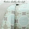 thumbnail image 6 of Cozy Line Home Fashions Green Grey Damask Reversible Bedding Quilt Set (Aqua Melody, King - 3 Piece), 6 of 7