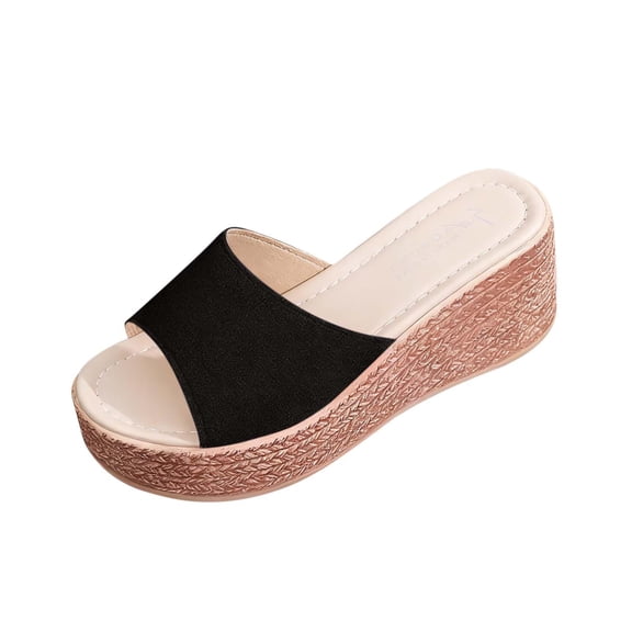 Npasoilc Thick Sole Fish Mouth Wedge Sandals for Women,Solid Color Open Toe Summer Slippers with Arch Support Non-Slip Breathable Lightweight for Outdoor Beach