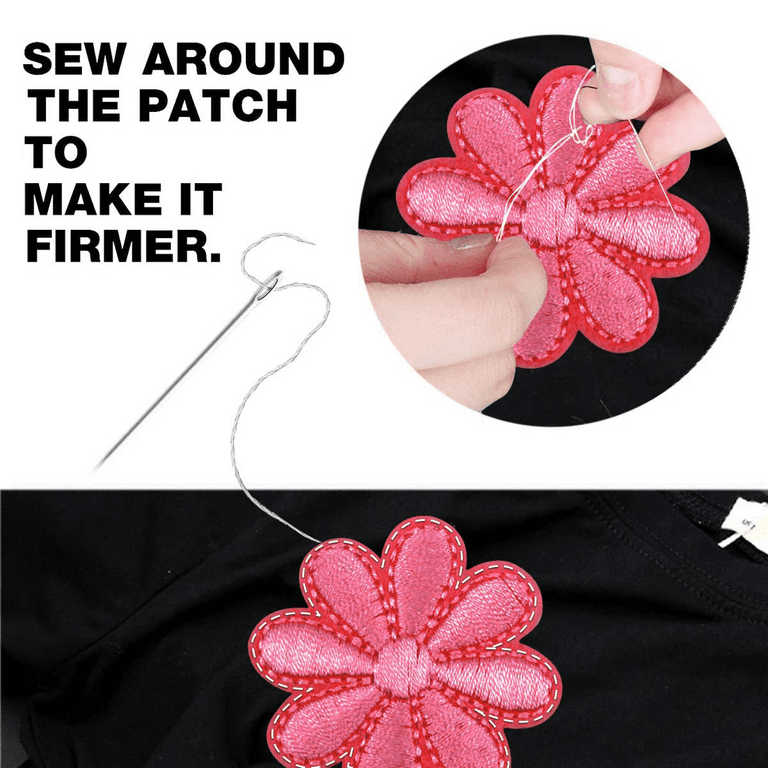 4 Pcs Cartoon Iron on Patches for Clothing, Sun Flowers Embroidered Applique, Cute Flower Eye Circular Iron on Fusible Patch for Clothes Bags Hats