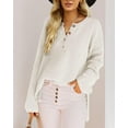 thumbnail image 2 of HSHDLDF Women's Oversized Sweaters Batwing Long Sleeve Loose V Neck Button Henley Tops Pullover Knit Jumper, 2 of 5