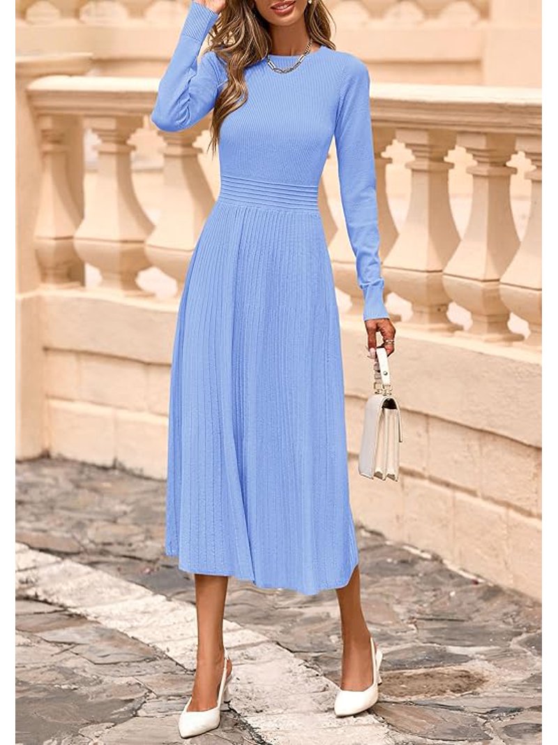 knee length dresses for ladies Black Knitted Side Slit Midi Dress S