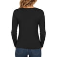 thumbnail image 5 of MYAOYINo Boundaries Womens Long Sleeve V Neck Top Solid Color Fitted T Shirt, 5 of 9