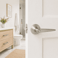 thumbnail image 2 of Satin Nickel Privacy Door Handle with Push-Button Lock, Universal Left/Right Hand, Bedroom Bathroom, 2-3/8 in. Backset, 2 of 3