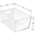thumbnail image 2 of Azar Displays 556239 XL Clear Plastic Organizer Storage Tote Bin with Handle, Pantry Storage, Kitchen and Fridge Organizer, Cabinet and Drawer Container 13"W X 9.5"D X 6.5"H, 4-Pack, 2 of 7