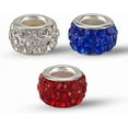 thumbnail image 6 of 1 Box 120PCS European Rhinestone Independence Day Beads with Silver Color Plated Brass Cores Large Hole American Crystal Diamond Spacer Bead, 6 of 7