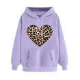 thumbnail image 3 of VBTAPA Love Heart Hooded Sweatshirts for Women Valentines Day Print Long Sleeve Drawstring Pullover Hoodie with Kangaroo Pocket Purple M, 3 of 6