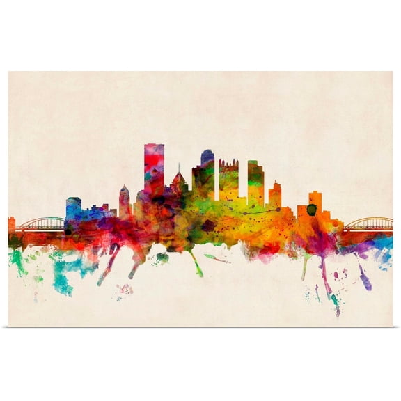 Great BIG Canvas | Rolled Michael Tompsett Poster Print entitled Pittsburgh Skyline
