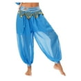 thumbnail image 2 of Women Chiffon Belly Dance Harem Pants Bellydance Pants Bloomers Trousers with Gold Trim Tassels Women Dancing Pants, 2 of 6