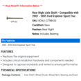 thumbnail image 2 of Rear Right Axle Shaft - Compatible with 2001 - 2005 Ford Explorer Sport Trac 2002 2003 2004, 2 of 2